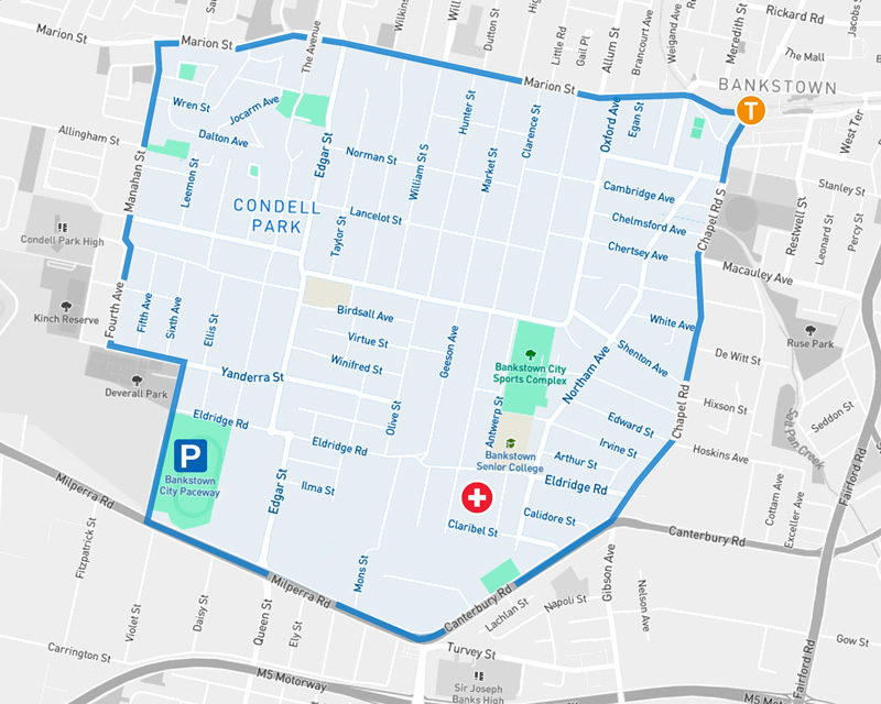On Demand Zone Map Bankstown 